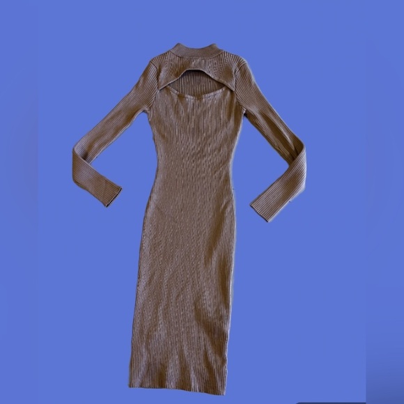 Sexy Brown Ribbed Dress High Split Say What ? Bust Line Plum  Size M - Picture 2 of 16
